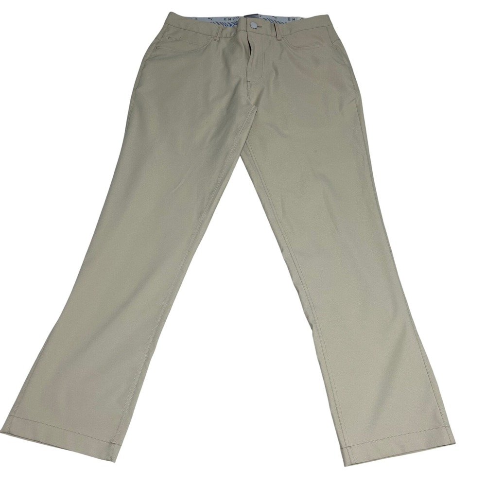 Puma Golf Pants Mens 32 30 Khaki Tan Technical Stretch Flat Front 5-Pocket
